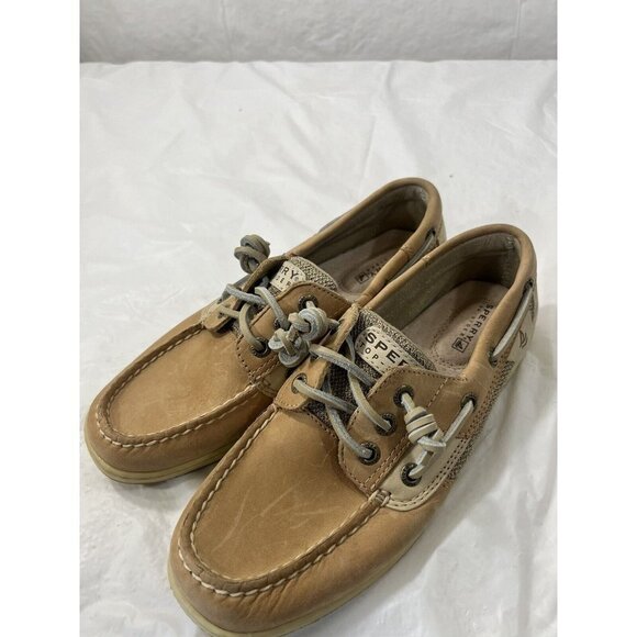 Sperry Womens Top Sider Songfish Boat Shoe Linen Oat SIZE 6 LEATHER - Picture 14 of 16